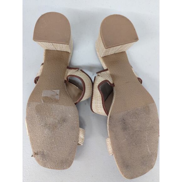 new Jack Rogers callie block heel straw beach brown sandal sz10 strappy buckle - Picture 7 of 7